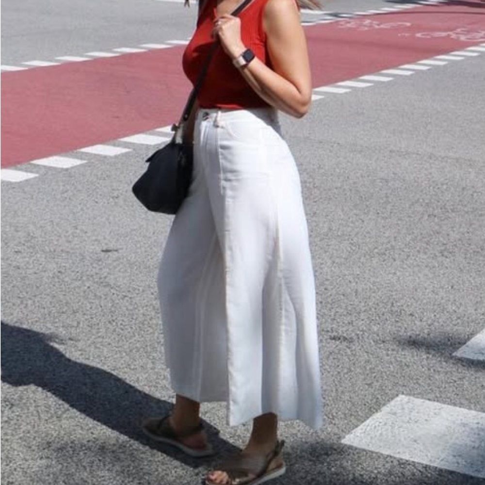 Zara High Waist Culotte Wide Leg Crop Pants